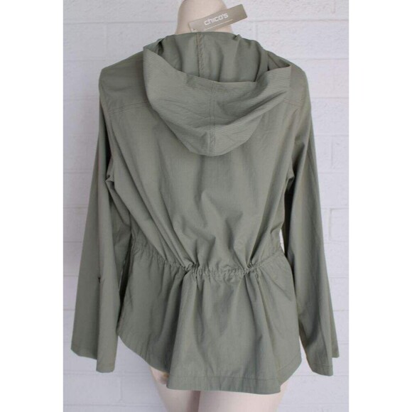 NWT Chico's Zenergy 1 M Sage Green Neema Embroidered Utility Hooded Jacket - Picture 4 of 7